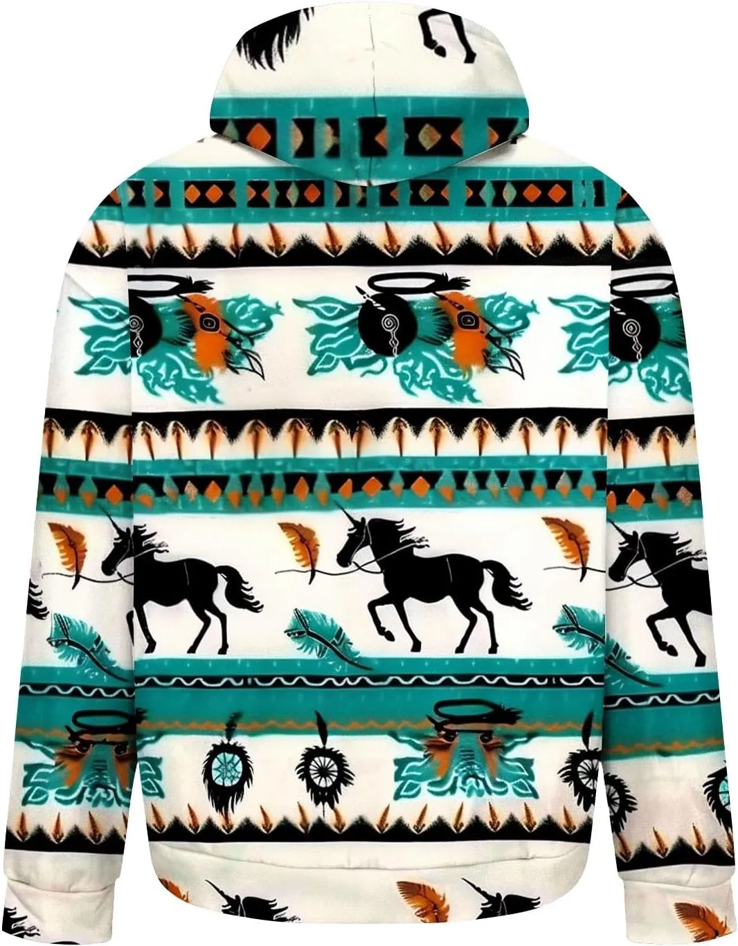 Men's Vintage Western Hoodies Aztec Ethnic Printed Tops Long Sleeve Tribal Ethnic Print Hooded Sweatshirts