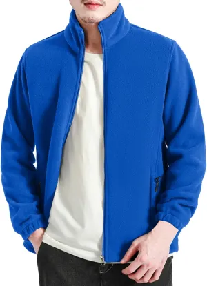 MIDOO Fleece Jacket Mens Full Zip Casual Collar Warm Cardigan Coat Jacket Solid Color Zipper Soft Top Coats for Men Winter
