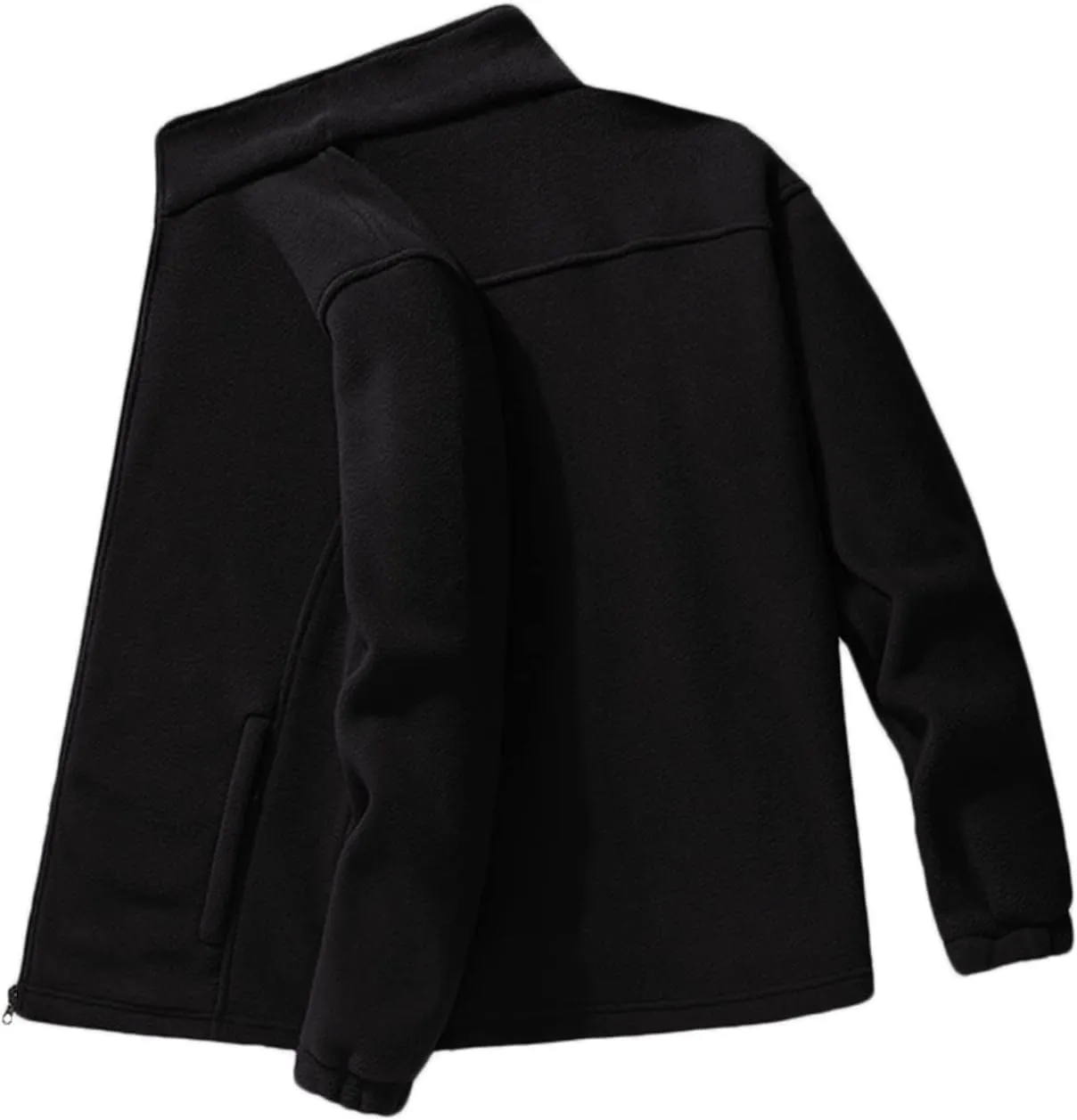 MIDOO Fleece Jacket Mens Full Zip Casual Collar Warm Cardigan Coat Jacket Solid Color Zipper Soft Top Coats for Men Winter
