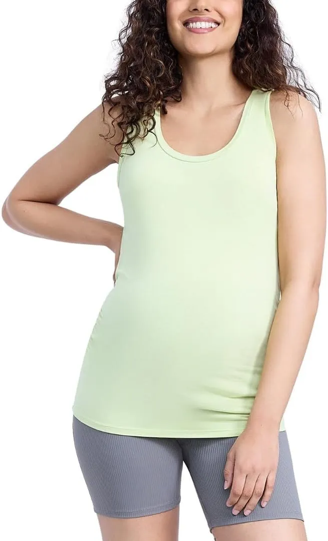Motherhood Maternity Women's Side Ruched Scoop Neck Pregnancy Tank Top
