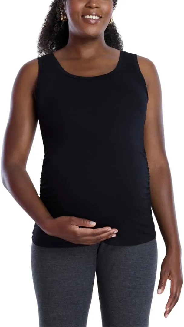 Motherhood Maternity Women's Side Ruched Scoop Neck Pregnancy Tank Top
