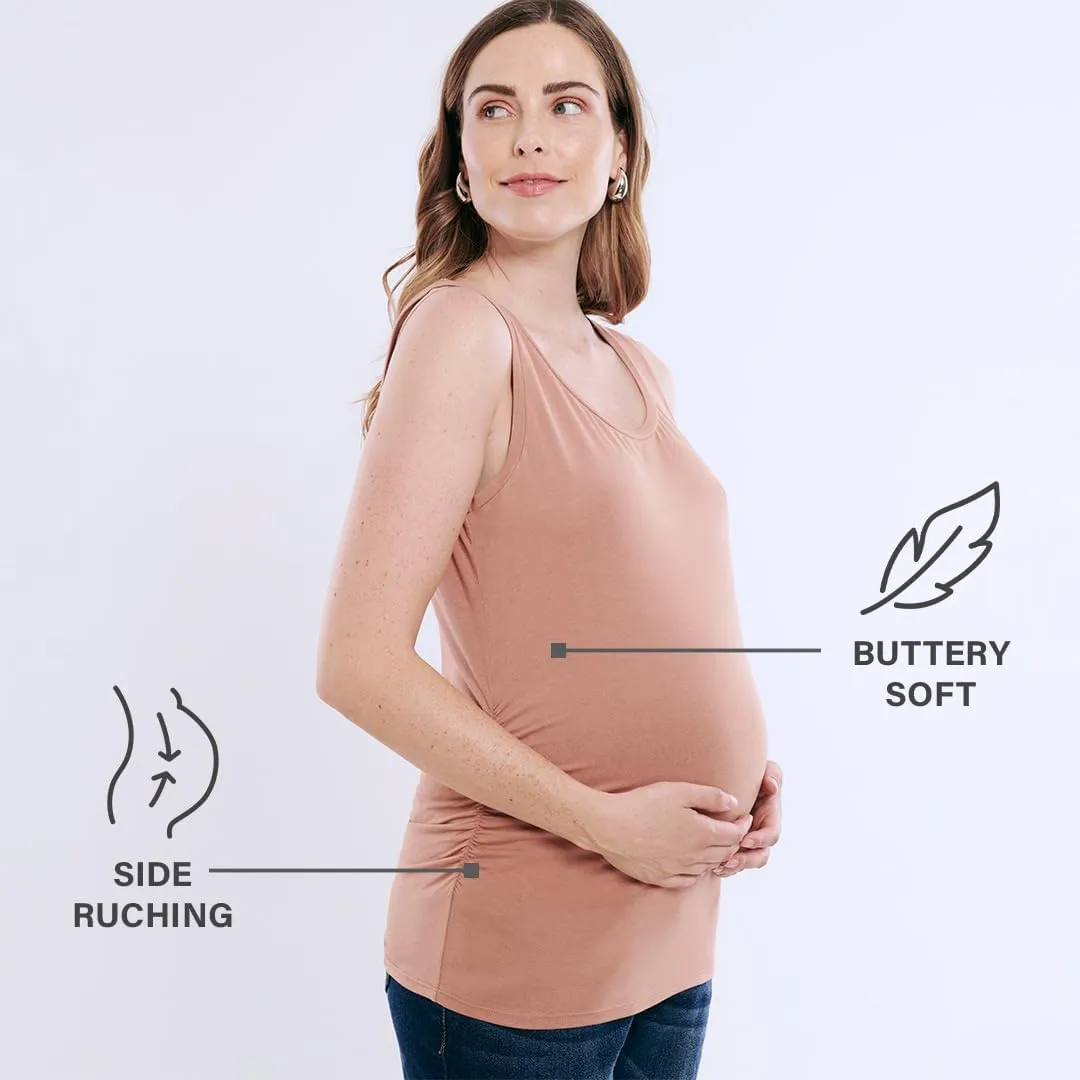 Motherhood Maternity Women's Side Ruched Scoop Neck Pregnancy Tank Top