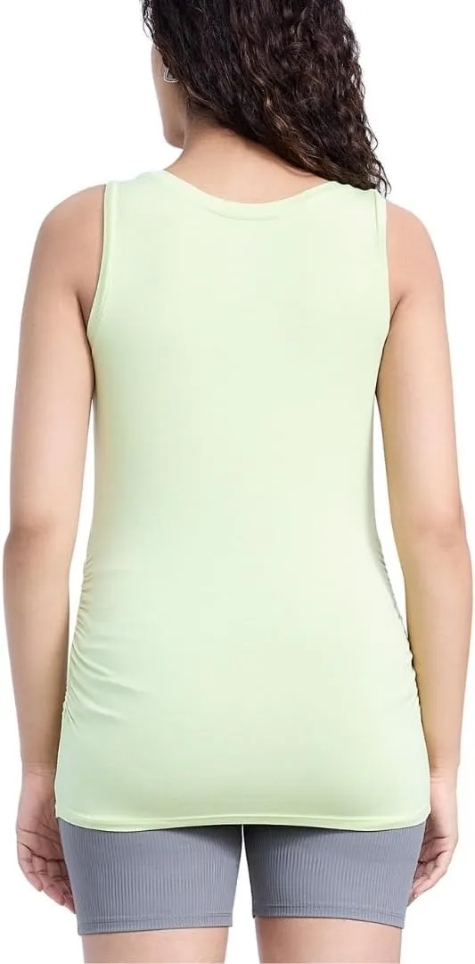 Motherhood Maternity Women's Side Ruched Scoop Neck Pregnancy Tank Top