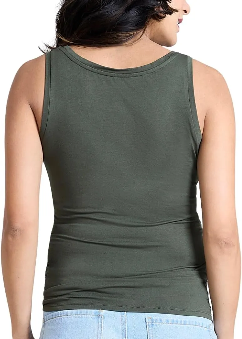 Motherhood Maternity Women's Side Ruched Scoop Neck Pregnancy Tank Top