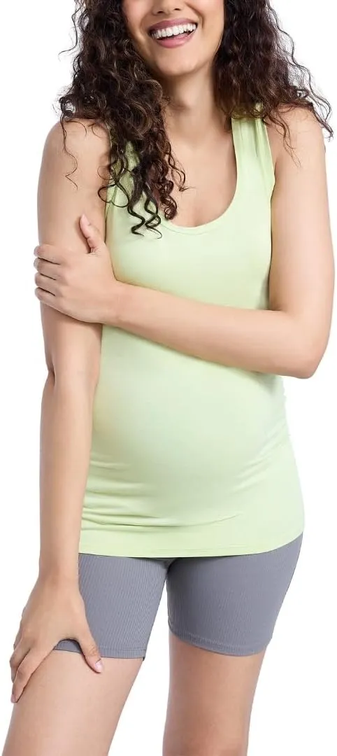 Motherhood Maternity Women's Side Ruched Scoop Neck Pregnancy Tank Top