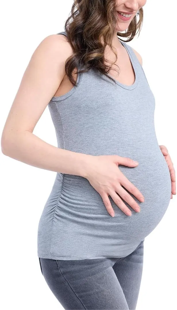 Motherhood Maternity Women's Side Ruched Scoop Neck Pregnancy Tank Top