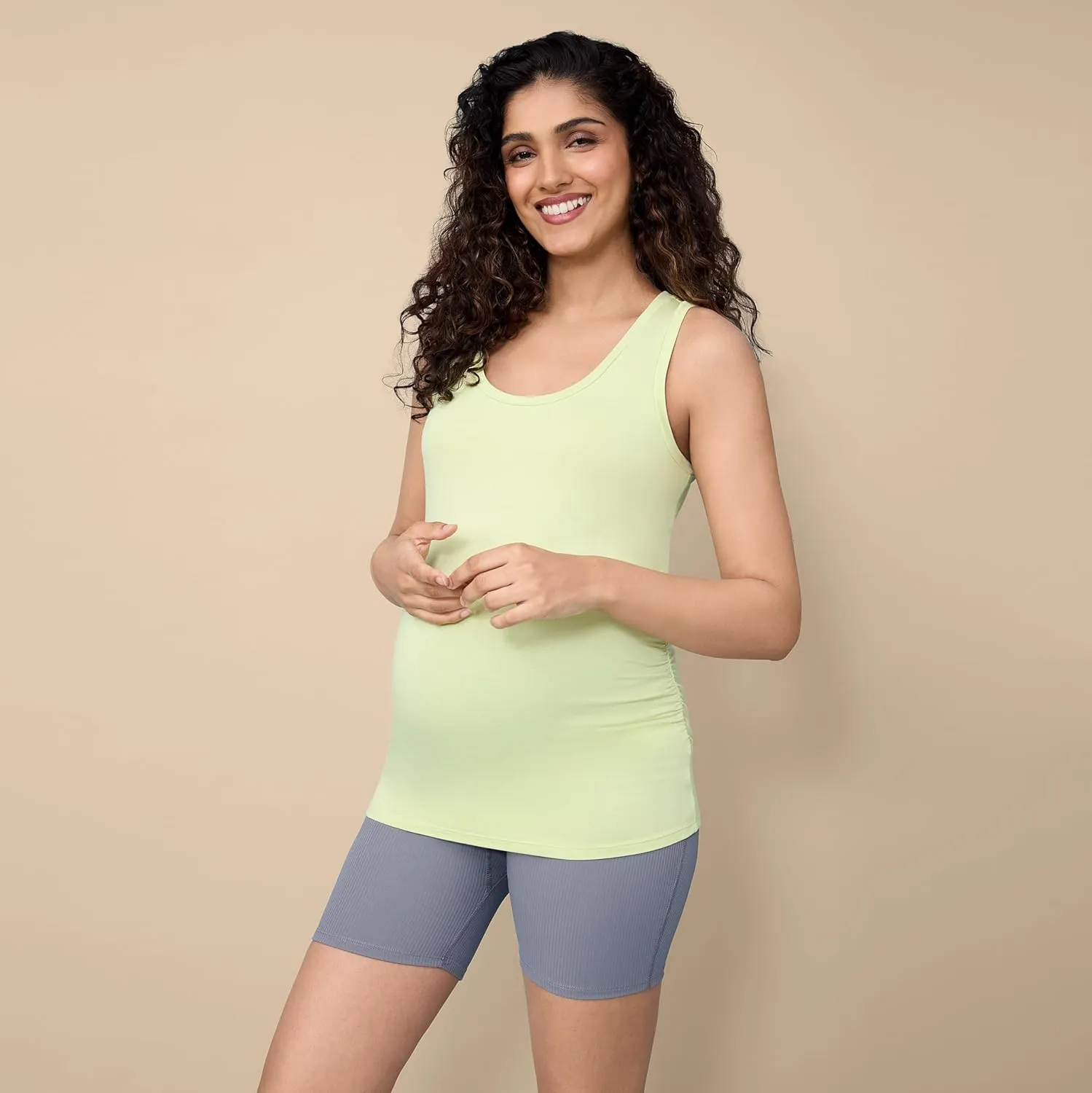 Motherhood Maternity Women's Side Ruched Scoop Neck Pregnancy Tank Top