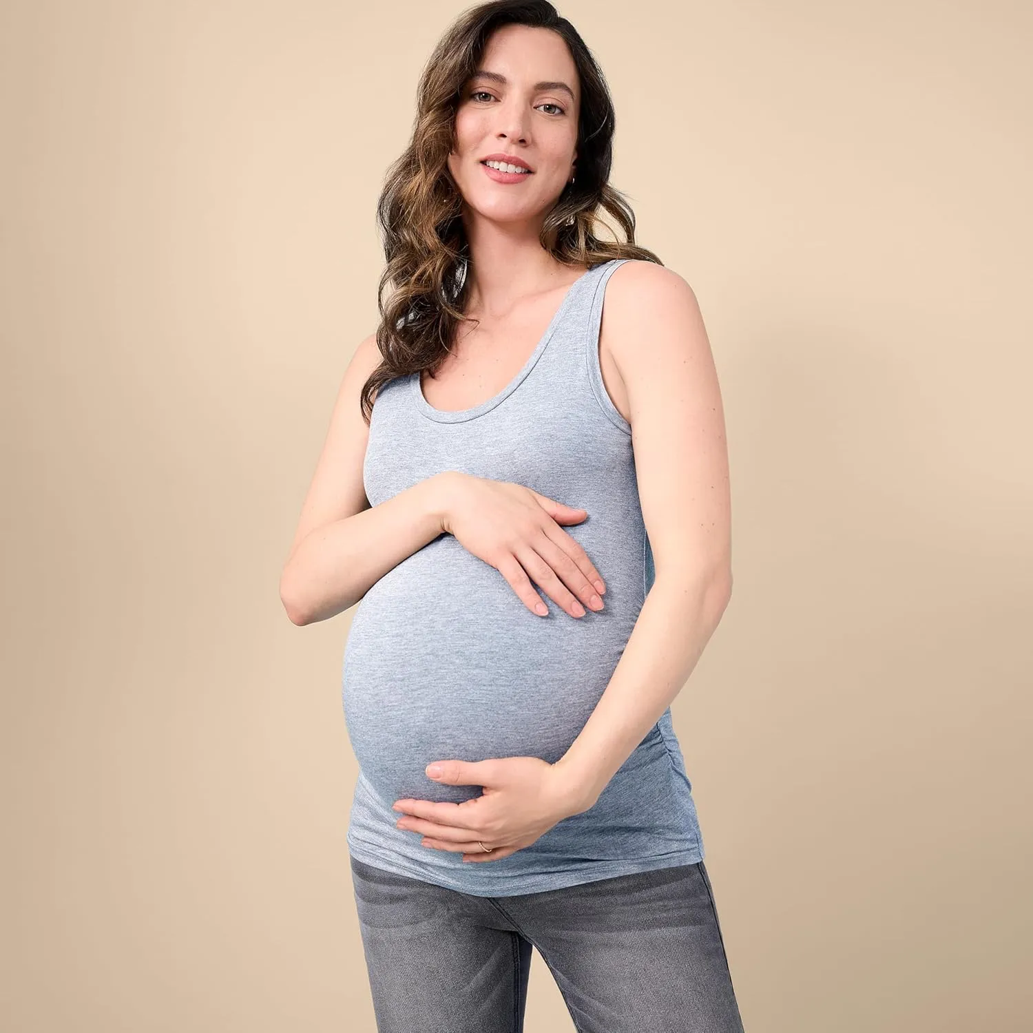 Motherhood Maternity Women's Side Ruched Scoop Neck Pregnancy Tank Top