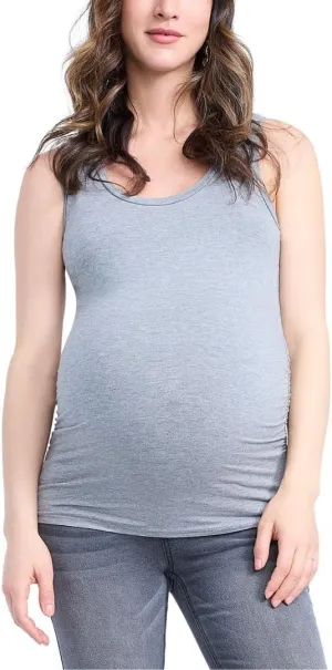 Motherhood Maternity Women's Side Ruched Scoop Neck Pregnancy Tank Top