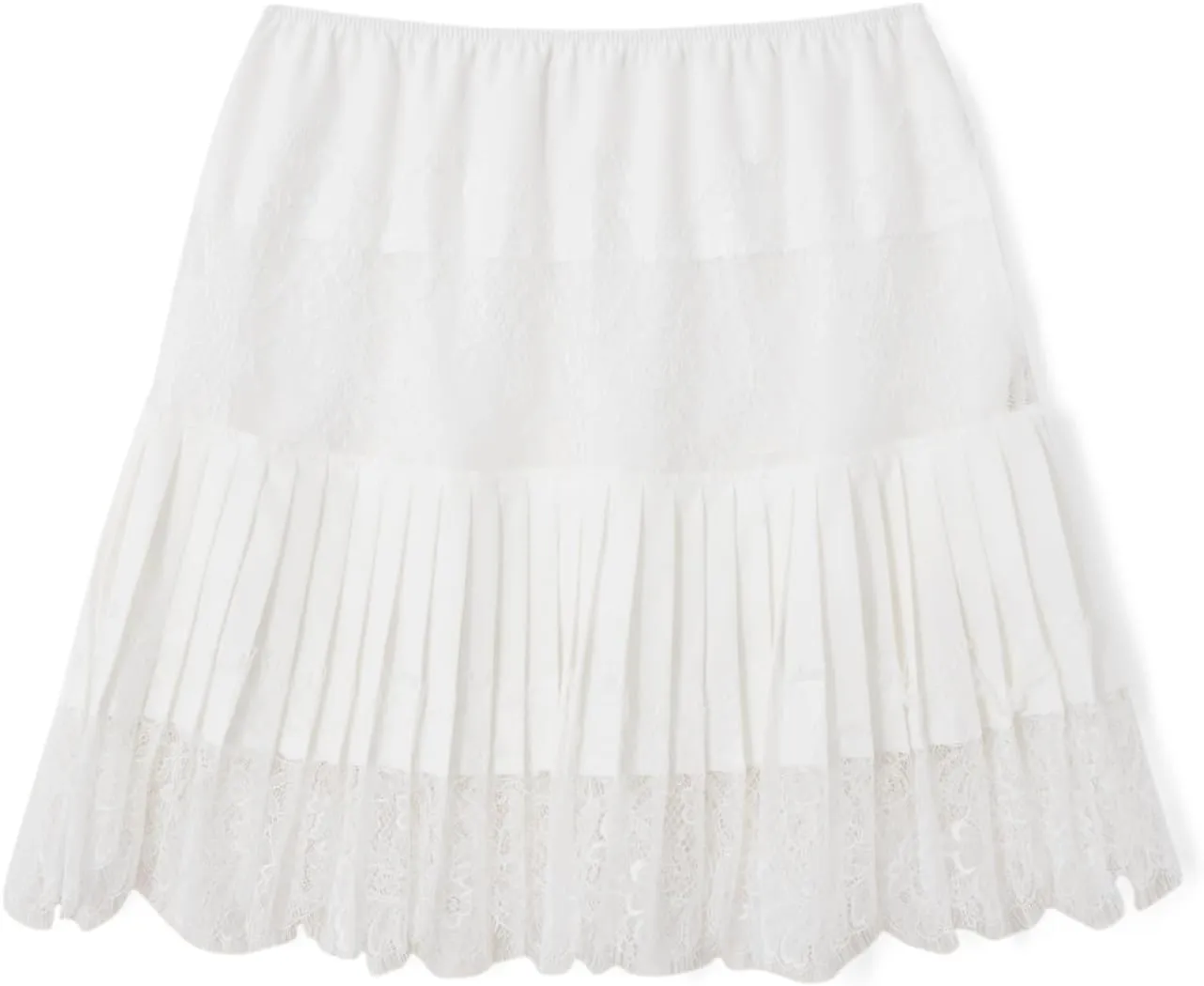 Muineobuka Lace Slip Skirt for Women Low Waist Pleated Lace Tiered Mini Skirt Lace Half Slip Underskirts