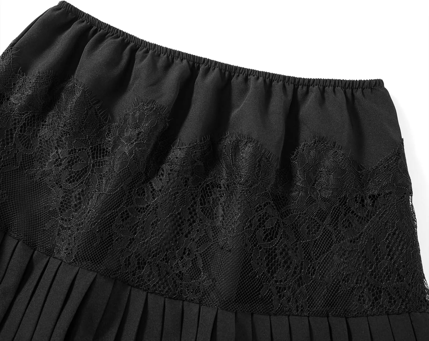 Muineobuka Lace Slip Skirt for Women Low Waist Pleated Lace Tiered Mini Skirt Lace Half Slip Underskirts