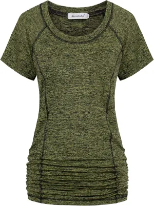 Ninedaily Womens Workout Top Running Yoga Shirt Summer Short Sleeve Casual Tunic