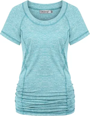 Ninedaily Womens Workout Top Running Yoga Shirt Summer Short Sleeve Casual Tunic
