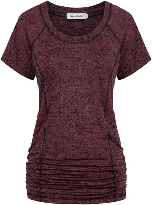 Ninedaily Womens Workout Top Running Yoga Shirt Summer Short Sleeve Casual Tunic
