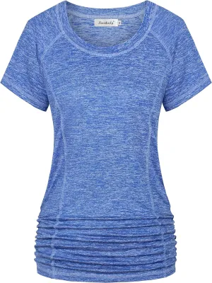 Ninedaily Womens Workout Top Running Yoga Shirt Summer Short Sleeve Casual Tunic