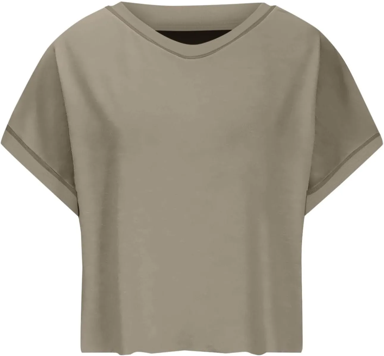 Open Back Workout Tops for Women Oversized Short Sleeve Athletic Shirts Cotton V Neck Blouse Casual Crop Running Tee
