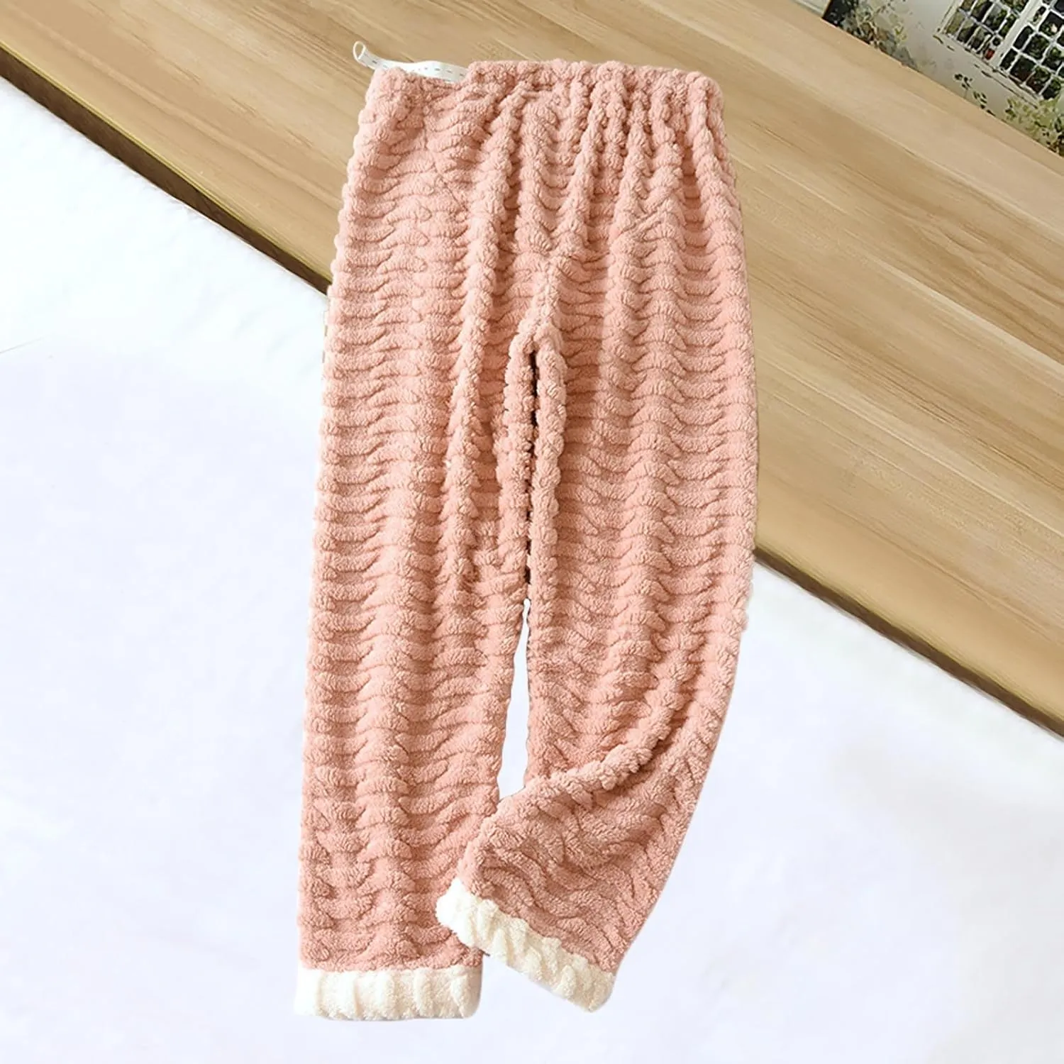 Oplxuo Women Maternity Pajama Pant Adjustable Waist Fuzzy Fleece Lounge Pants Plush Fluffy Sleepwear Pregnancy Casual PJs