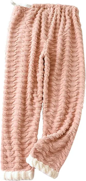 Oplxuo Women Maternity Pajama Pant Adjustable Waist Fuzzy Fleece Lounge Pants Plush Fluffy Sleepwear Pregnancy Casual PJs