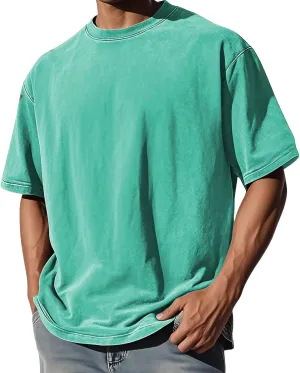 Oversized T Shirt for Men - Unisex Short Sleeve Washed Crew Neck Casual Pullover Tee Vintage Summer Baggy Basic Tops