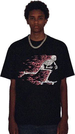 Oversized Tshirts Y2K Graphic Tees: Flame Skull Print Crew Neck Heavyweight Shirts Streetwear Funny Tops for Unisex