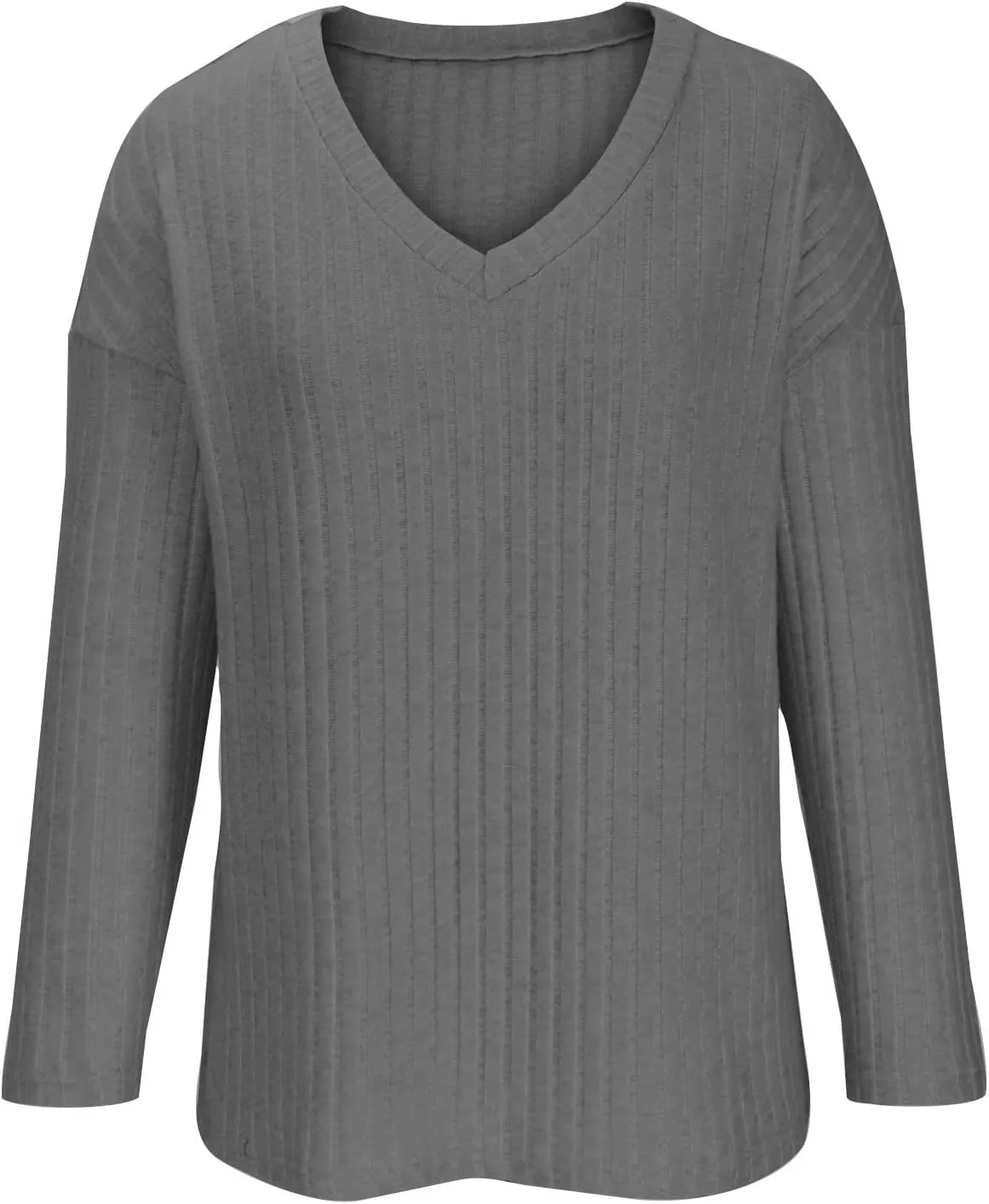 Pajama Sets for Women 2 Piece Outfits Rib Knit Sweater Long Sleeve Lounge Sets V Neck Pajamas Set Comfy Top and Pant