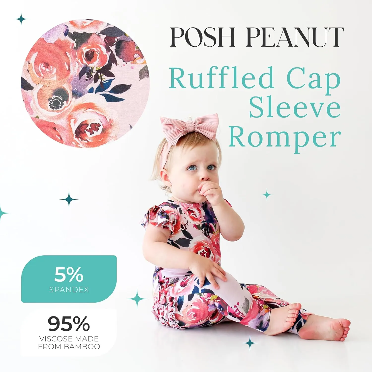 Posh Peanut Baby Girl Pajamas – Ruffled Cap Sleeve Romper PJs – Soft Viscose from Bamboo One-Piece for Babies & Toddlers