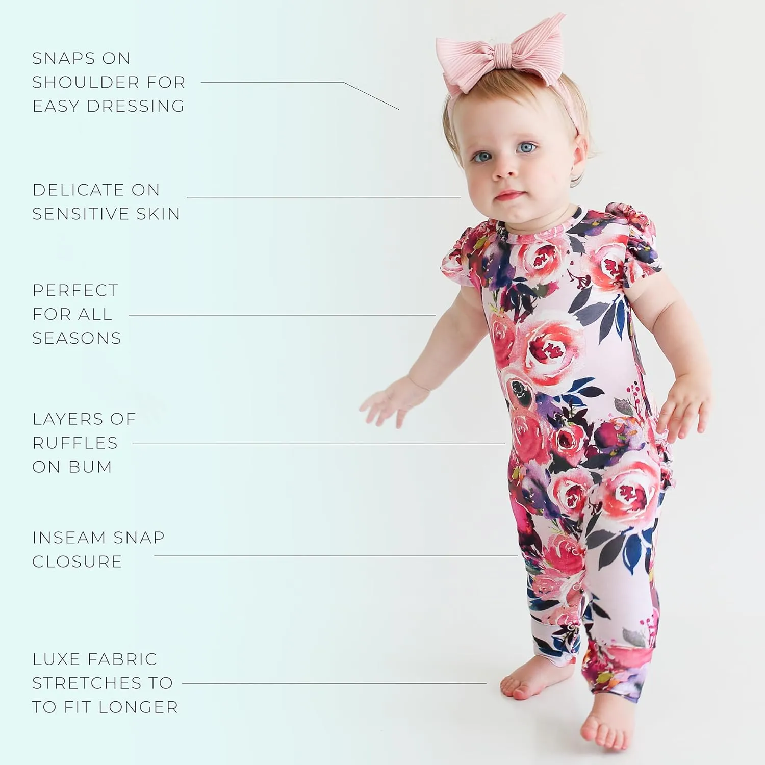 Posh Peanut Baby Girl Pajamas – Ruffled Cap Sleeve Romper PJs – Soft Viscose from Bamboo One-Piece for Babies & Toddlers