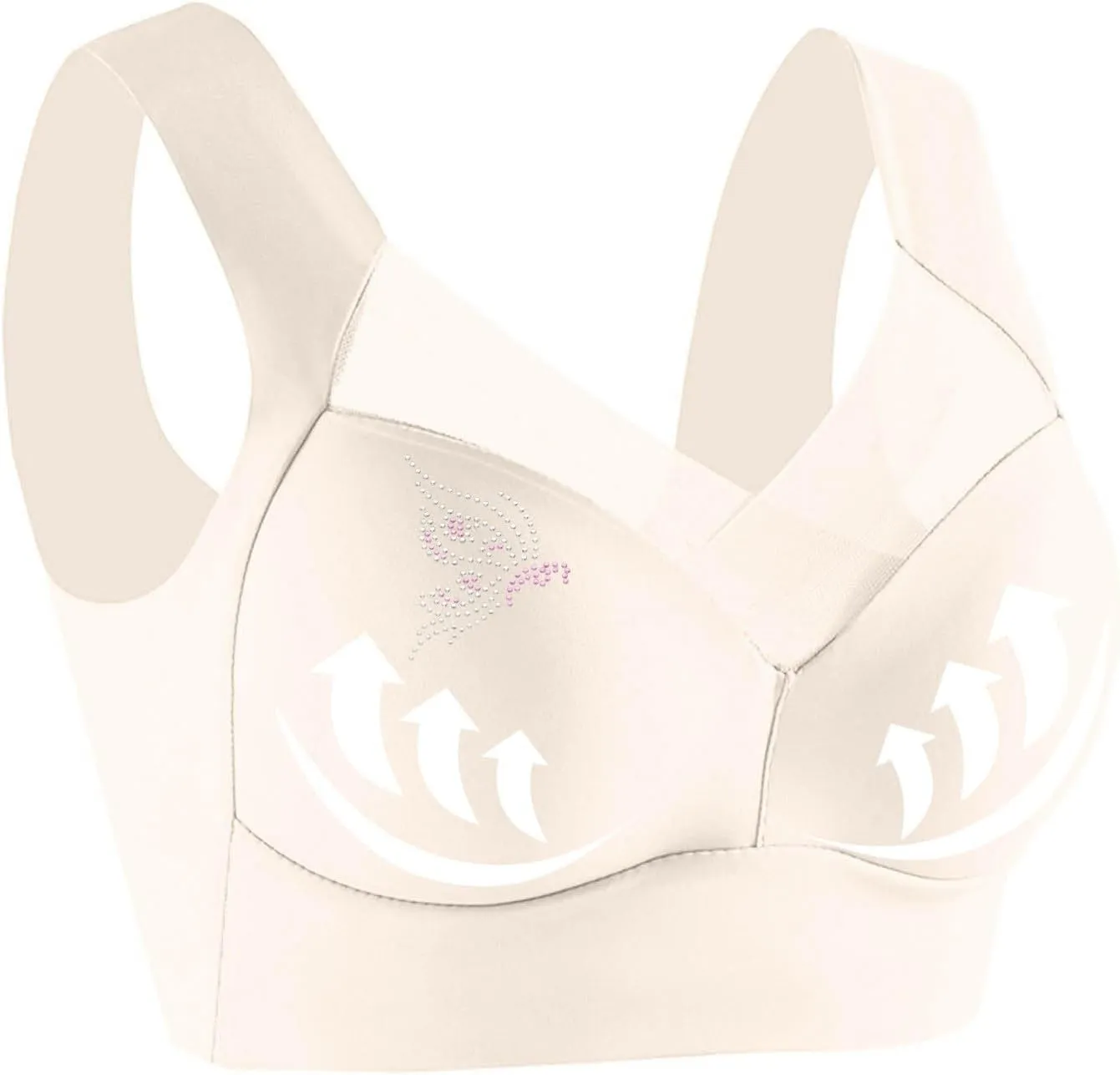 Push Up Bras for Women Full Coverage Rhinestone Bras Seamless Comfort Wireless No Underwire Bralette T Shirt Tops