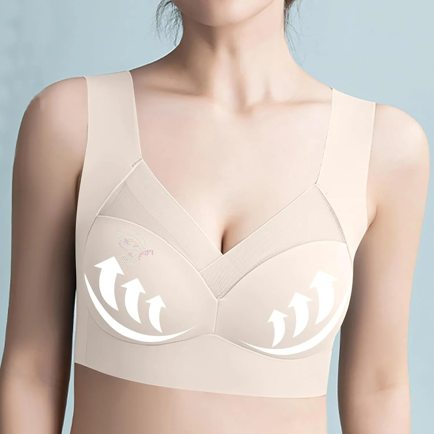 Push Up Bras for Women Full Coverage Rhinestone Bras Seamless Comfort Wireless No Underwire Bralette T Shirt Tops