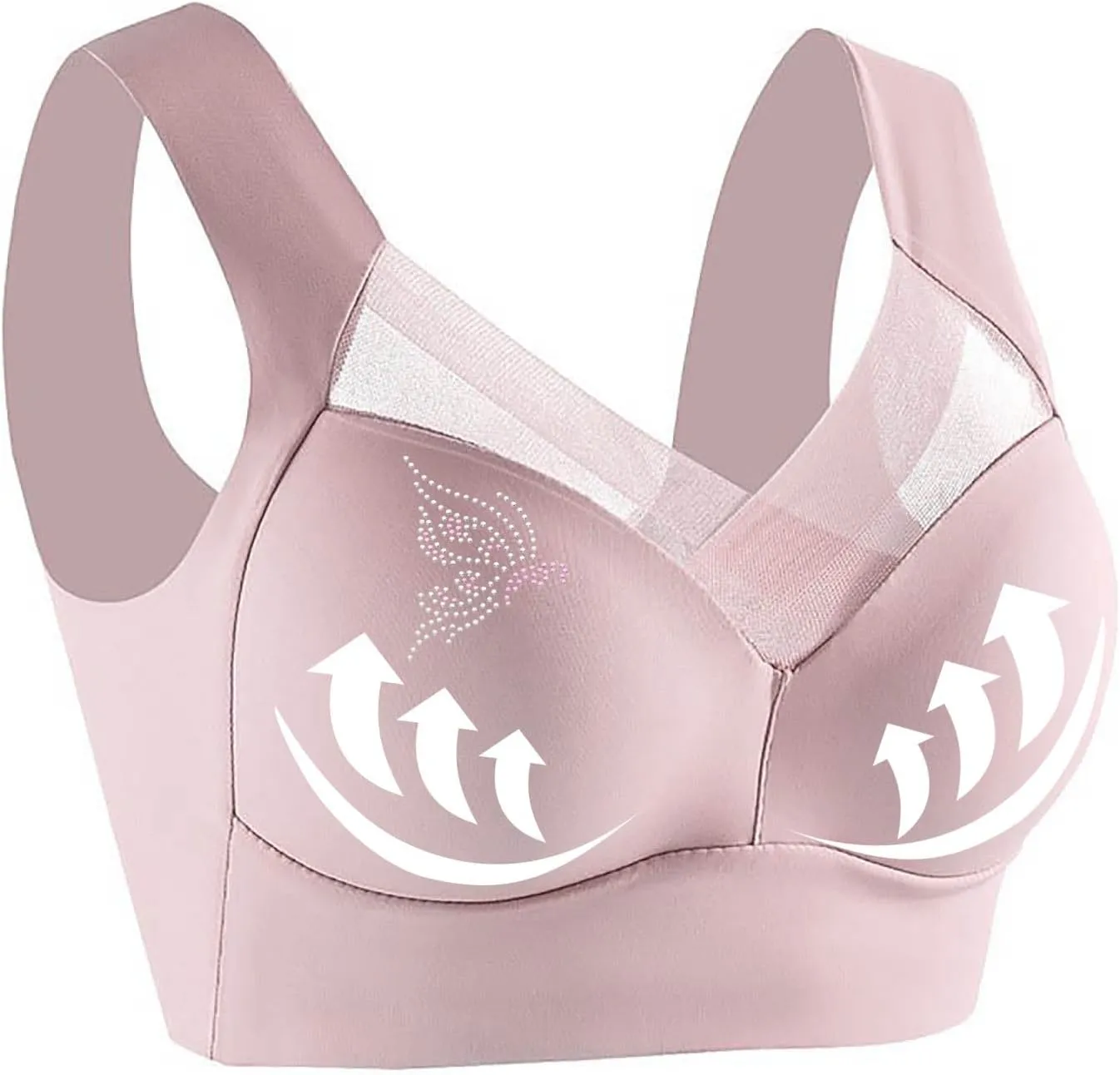 Push Up Bras for Women Seniors Full Coverage Rhinestone Comfort Bras Seamless No Underwire Bralette T Shirt Tops