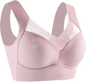 Push Up Bras for Women Seniors Full Coverage Rhinestone Comfort Bras Seamless No Underwire Bralette T Shirt Tops