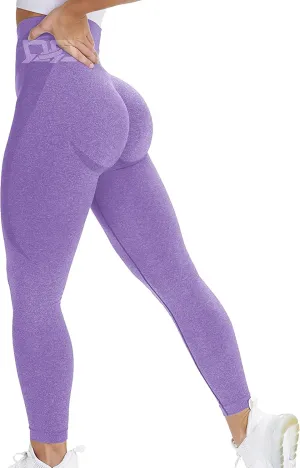 QOQ Women's Seamless Leggings High Waist Gym Running Vital Yoga Pants Butt Lift Workout Tights Tummy Control