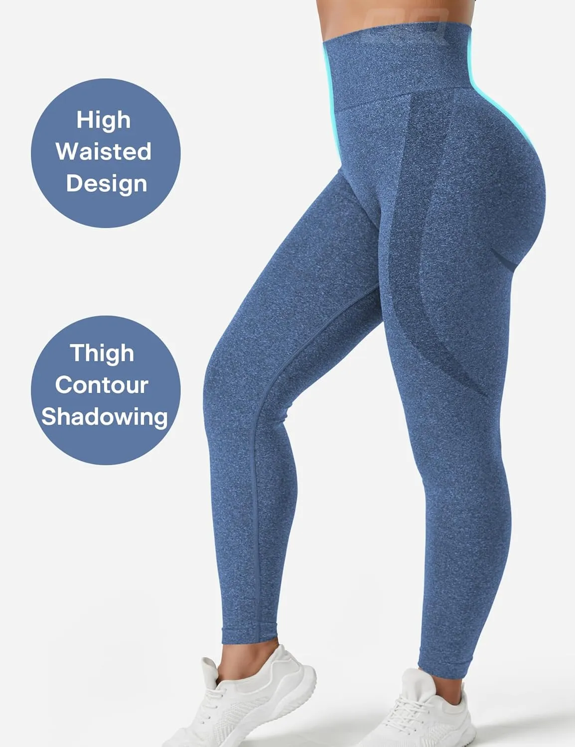 QOQ Women's Seamless Leggings High Waist Gym Running Vital Yoga Pants Butt Lift Workout Tights Tummy Control