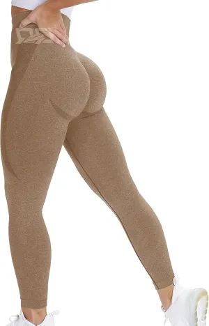 QOQ Women's Seamless Leggings High Waist Gym Running Vital Yoga Pants Butt Lift Workout Tights Tummy Control