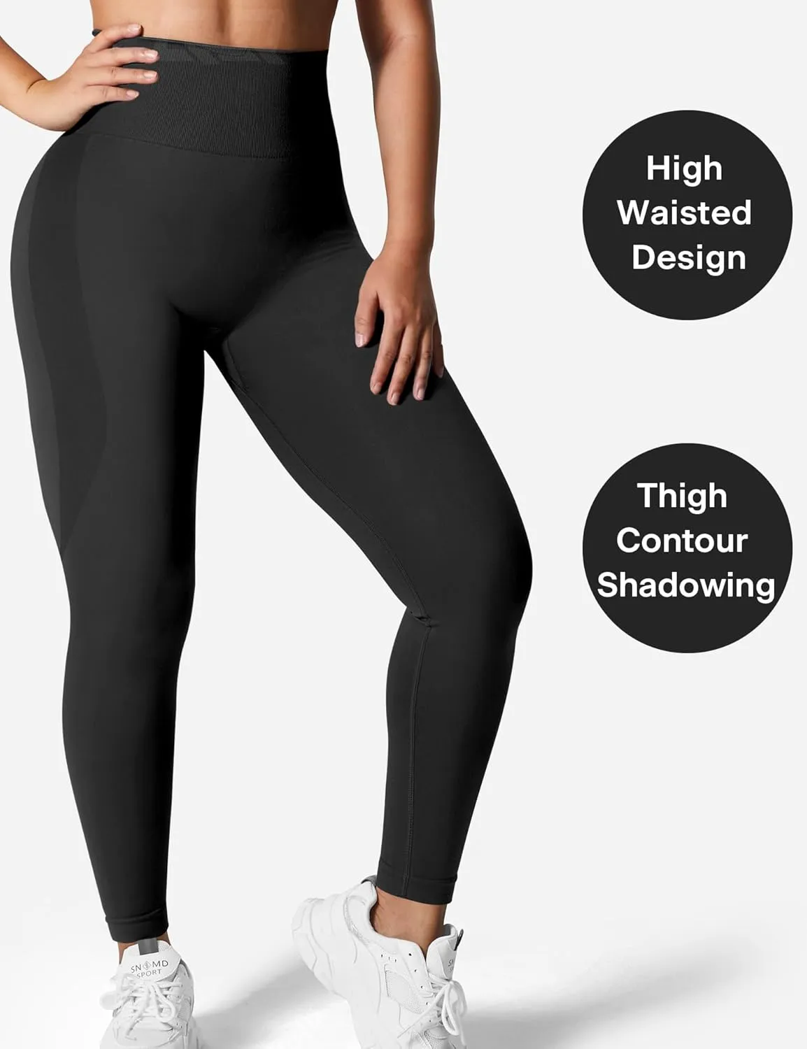 QOQ Women's Seamless Leggings High Waist Gym Running Vital Yoga Pants Butt Lift Workout Tights Tummy Control