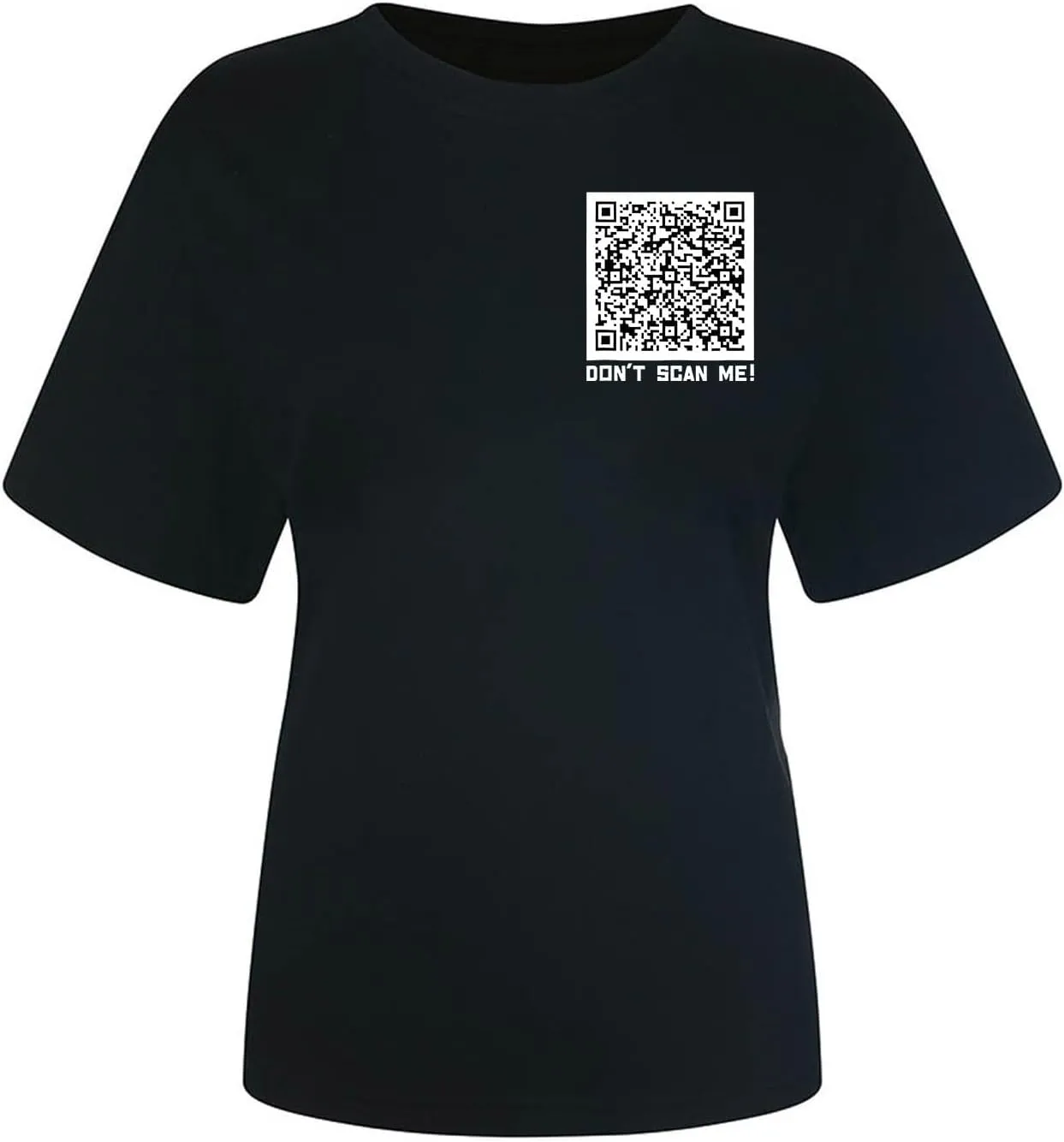 QR Code Shirts for Women Oversized Casual Crewneck Shorts Sleeve Pullover Tops Scan for A Fun Message T-Shirt
