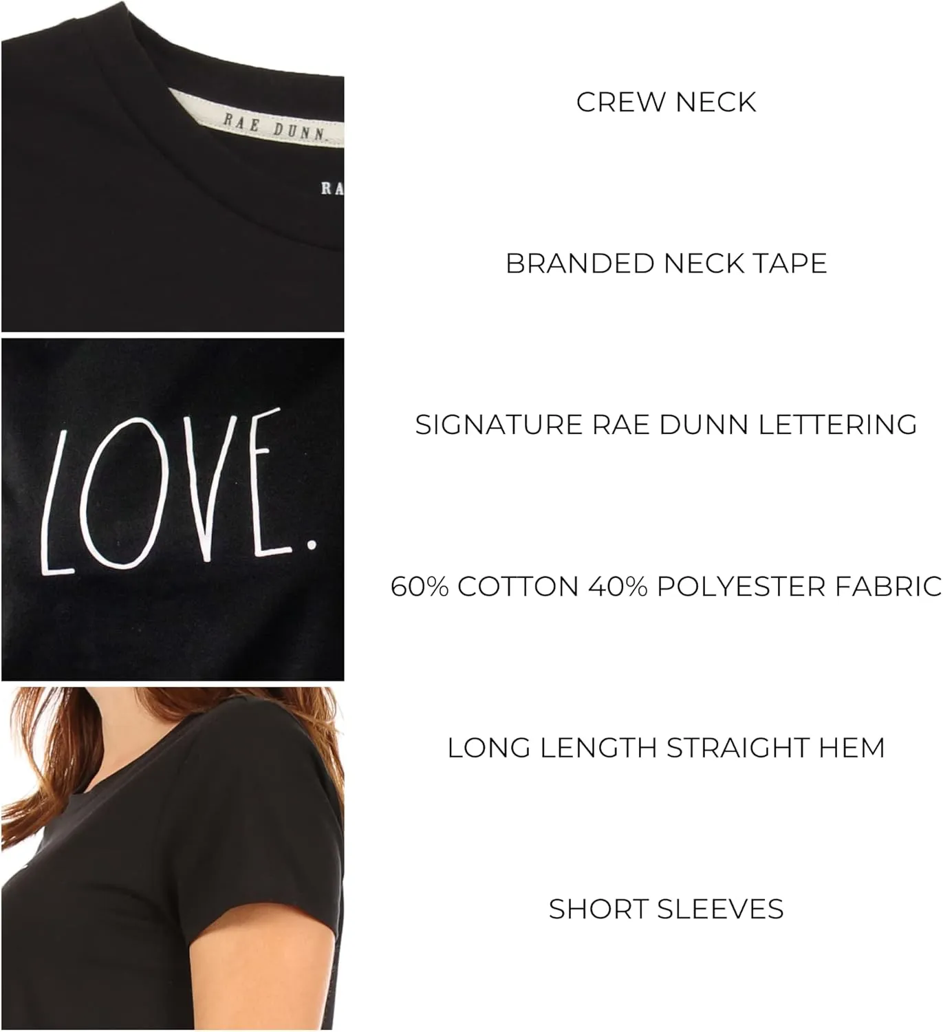 Rae Dunn Graphic Tees for Women, Crewneck Cotton Polyester Short Sleeve T-Shirt, Summer Tops for Women