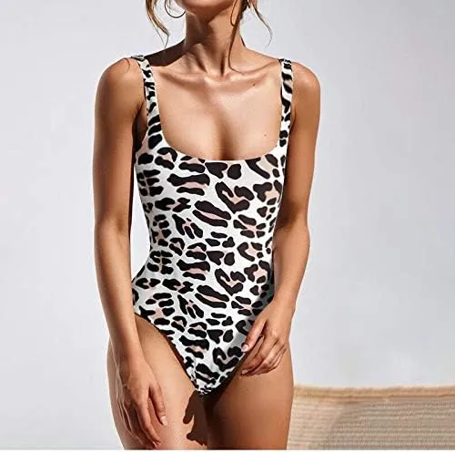 RanRui Leopard Backless Scoop Neck High Cut One-Piece Swimsuit for Women  Tummy Control, Sexy High-Cut Bathing Suit