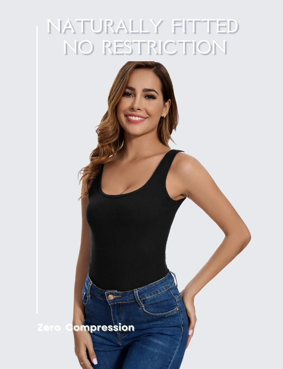 RASPBERRY PUDDING Cotton Ribbed Tank Tops for Women Slim Fit Scoop Neck