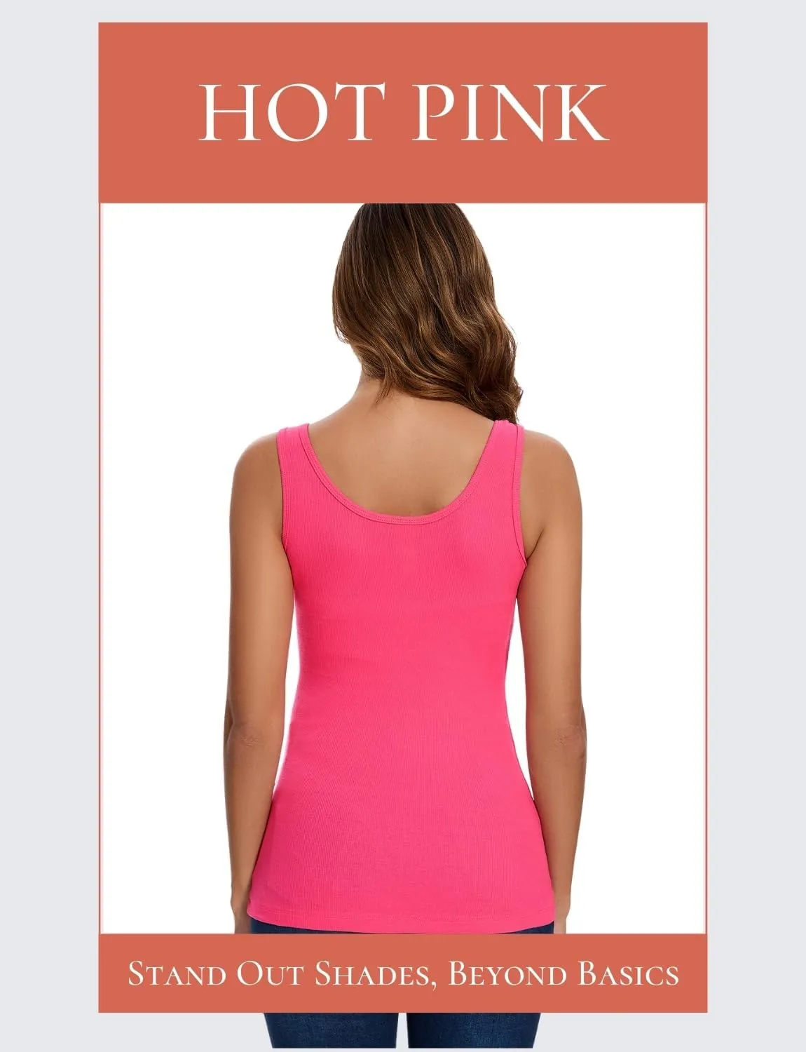RASPBERRY PUDDING Cotton Ribbed Tank Tops for Women Slim Fit Scoop Neck