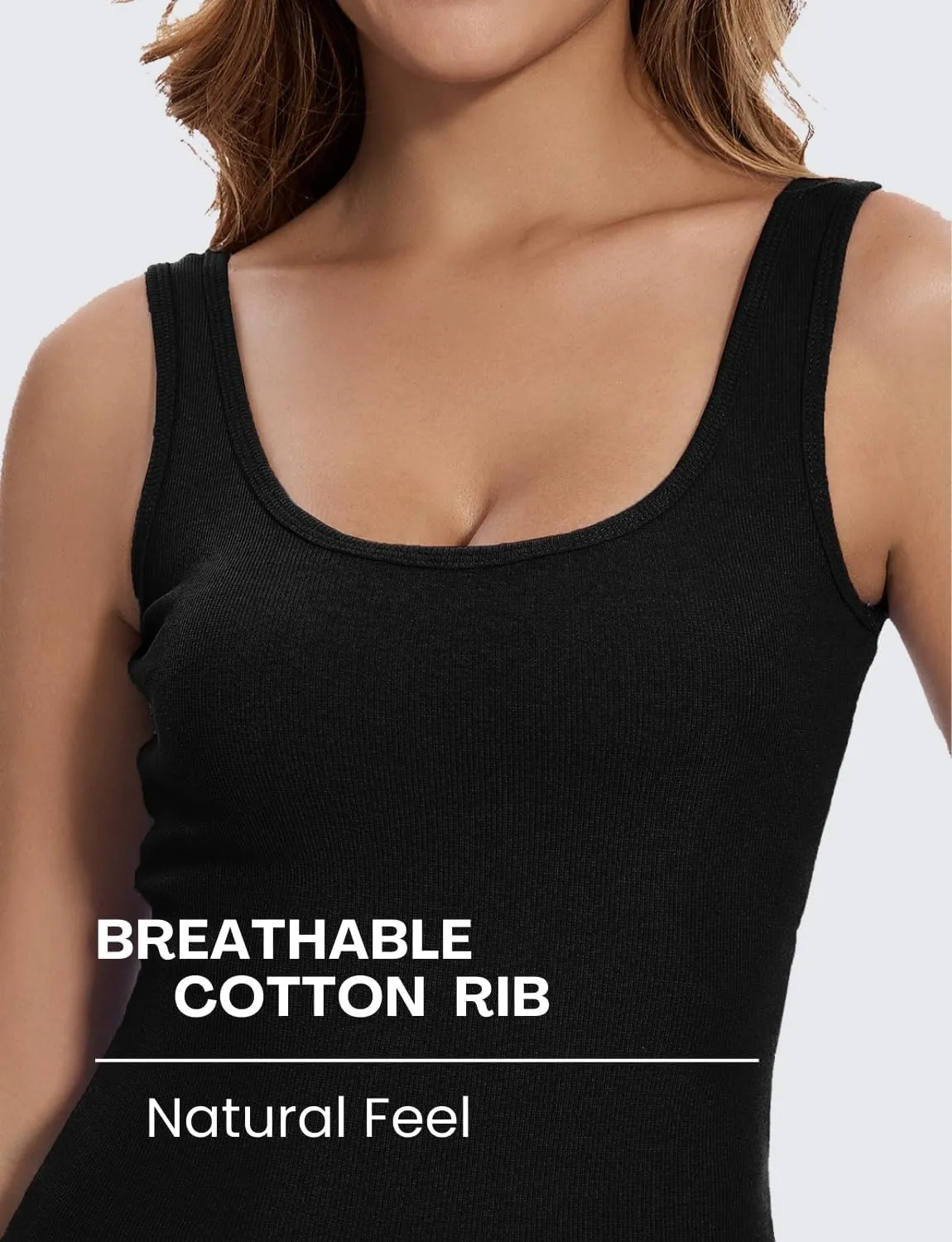 RASPBERRY PUDDING Cotton Ribbed Tank Tops for Women Slim Fit Scoop Neck