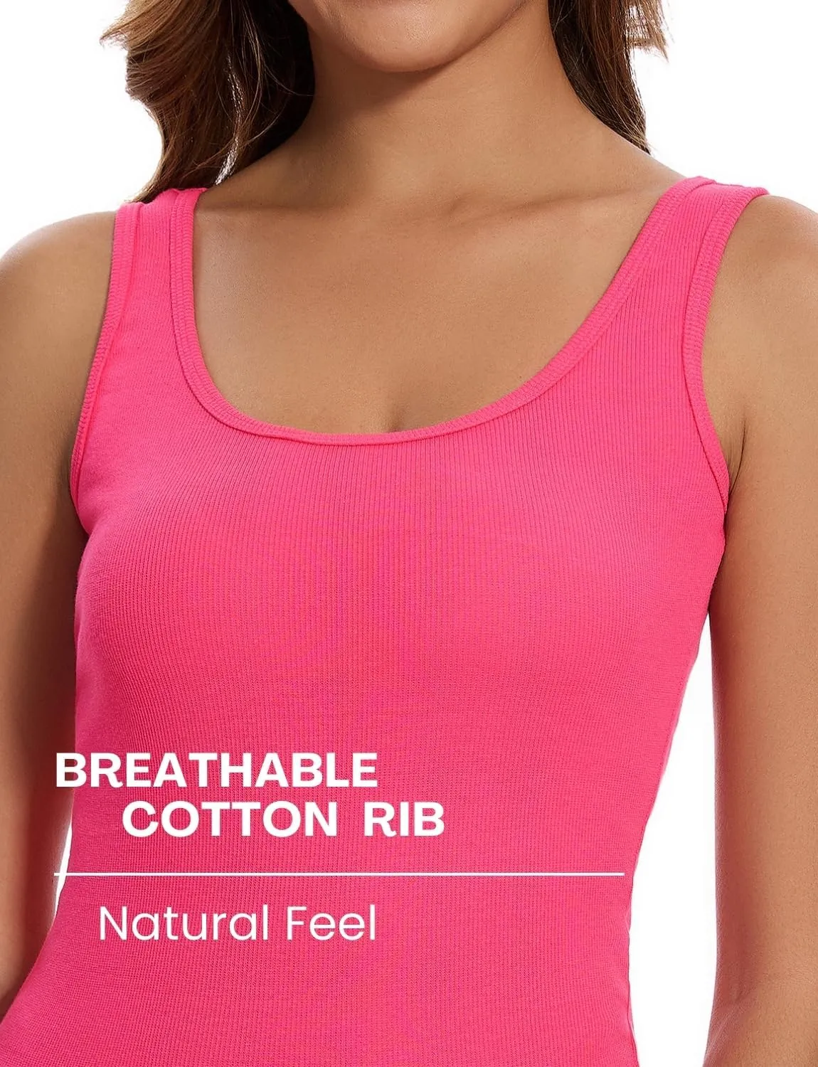 RASPBERRY PUDDING Cotton Ribbed Tank Tops for Women Slim Fit Scoop Neck