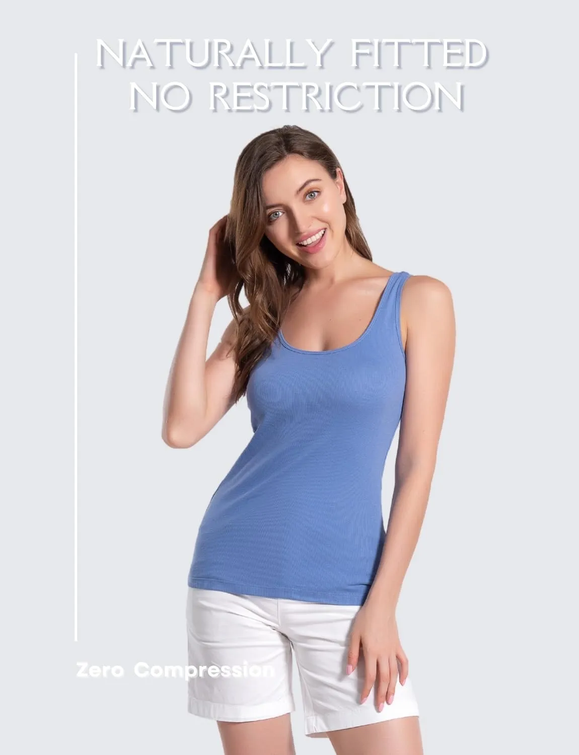 RASPBERRY PUDDING Cotton Ribbed Tank Tops for Women Slim Fit Scoop Neck