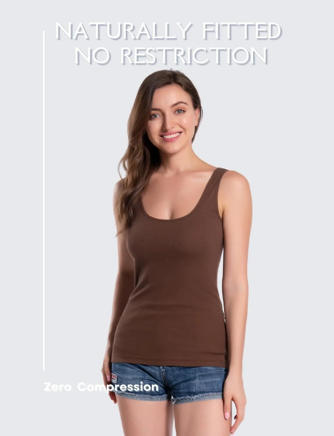 RASPBERRY PUDDING Cotton Ribbed Tank Tops for Women Slim Fit Scoop Neck