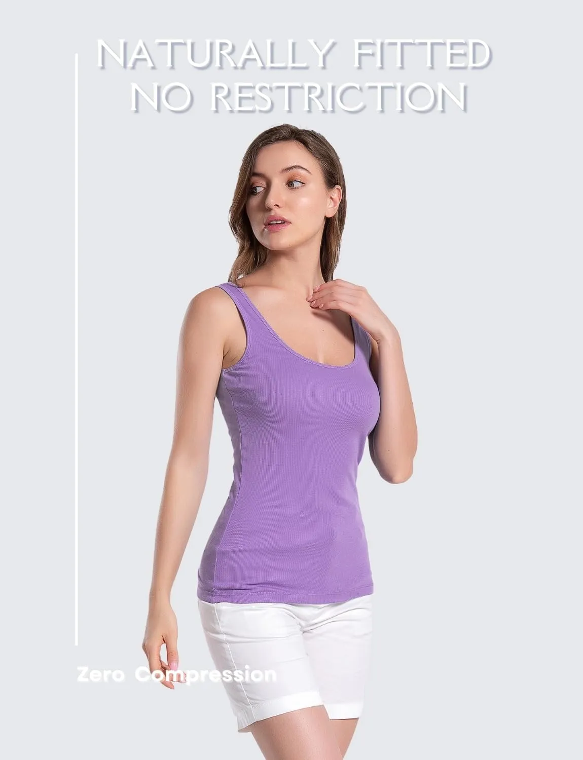 RASPBERRY PUDDING Cotton Ribbed Tank Tops for Women Slim Fit Scoop Neck
