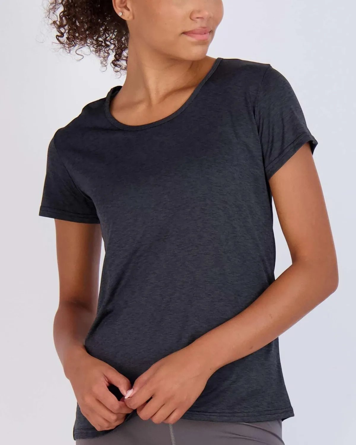 Real Essentials 5 Pack: Women's Dry Fit Tech Stretch Short-Sleeve Crew Neck Athletic T-Shirt (Available in Plus Size)