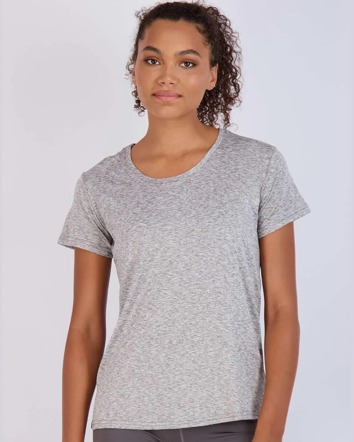 Real Essentials 5 Pack: Women's Dry Fit Tech Stretch Short-Sleeve Crew Neck Athletic T-Shirt (Available in Plus Size)