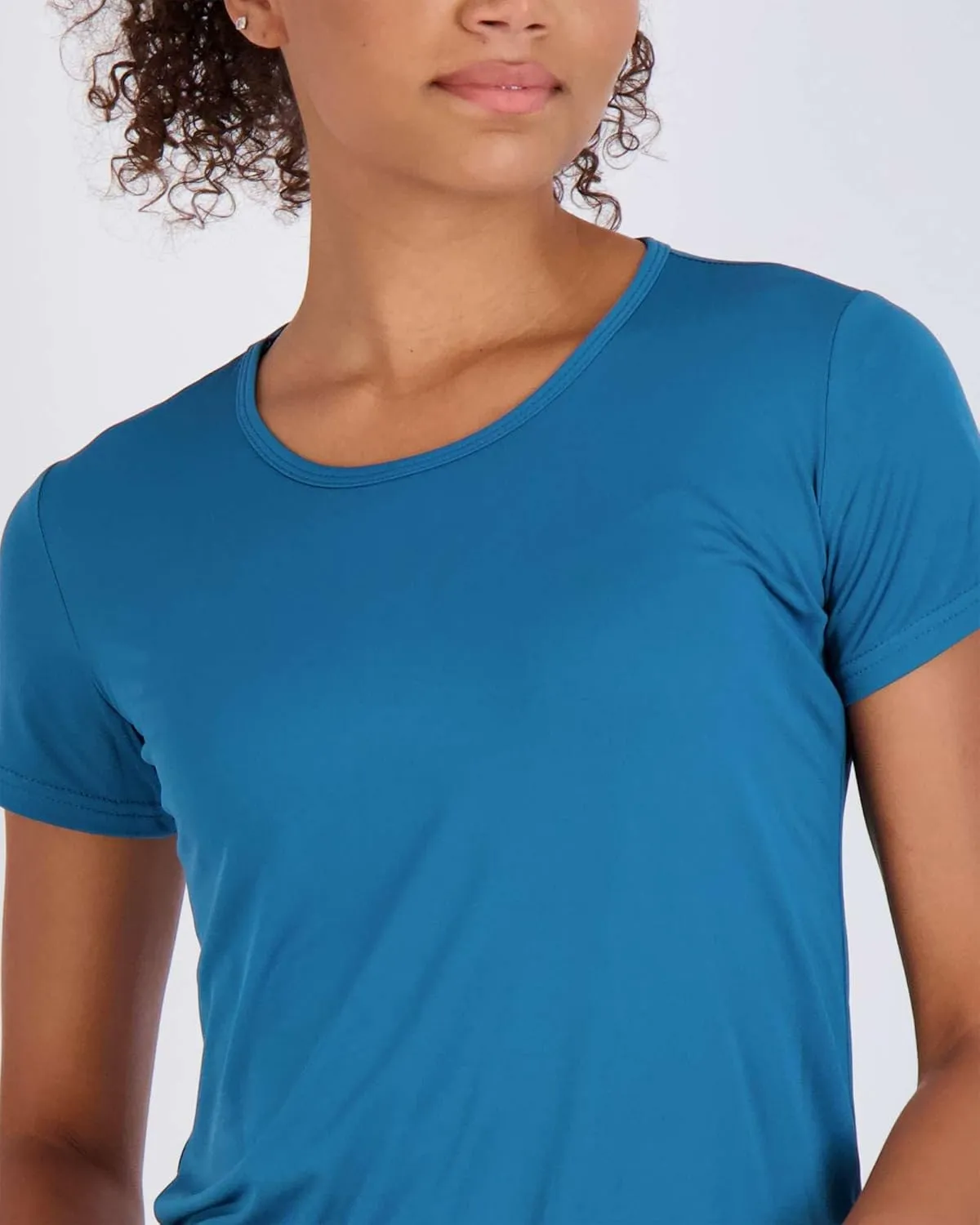Real Essentials 5 Pack: Women's Dry Fit Tech Stretch Short-Sleeve Crew Neck Athletic T-Shirt (Available in Plus Size)