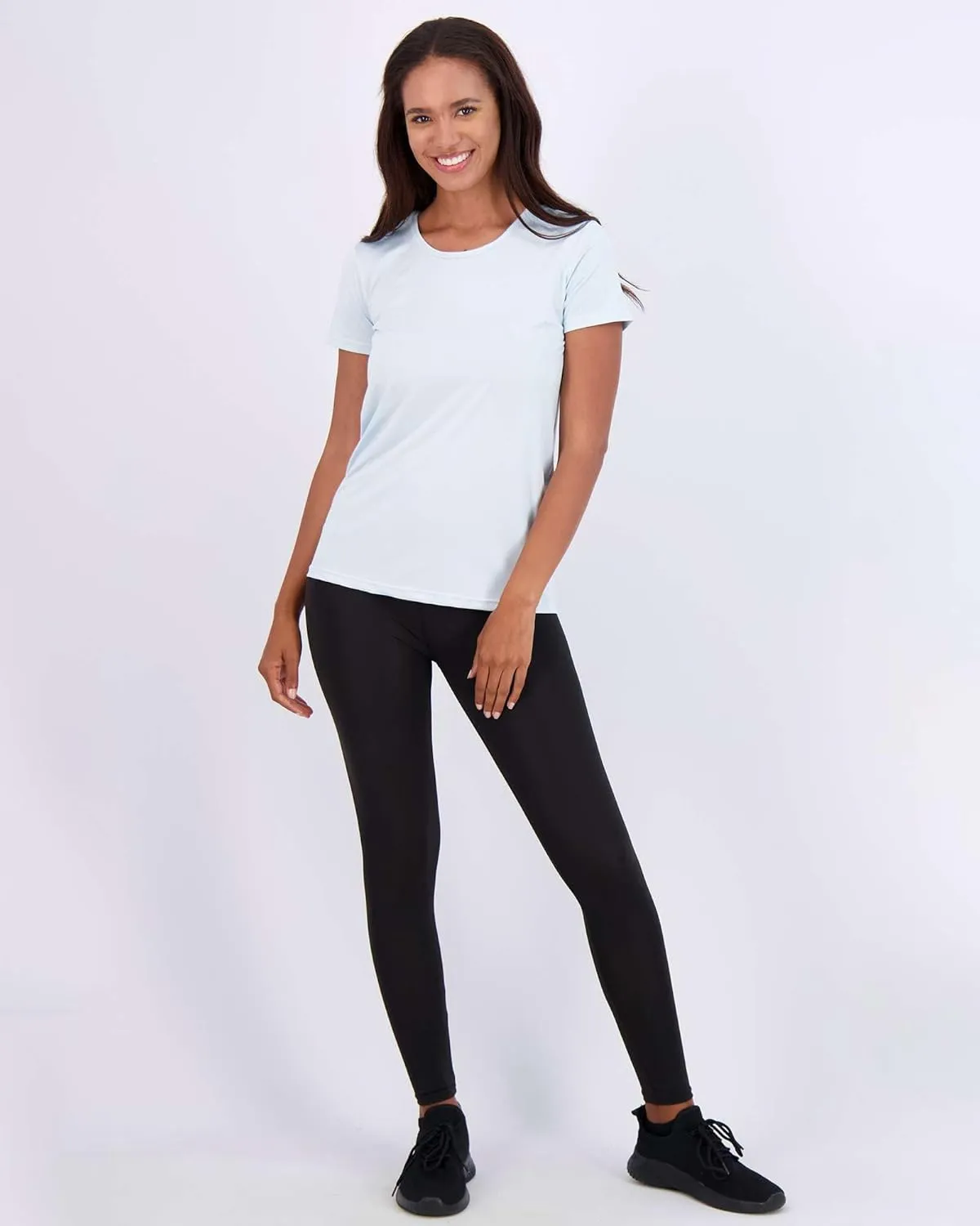 Real Essentials 5 Pack: Women's Dry Fit Tech Stretch Short-Sleeve Crew Neck Athletic T-Shirt (Available in Plus Size)