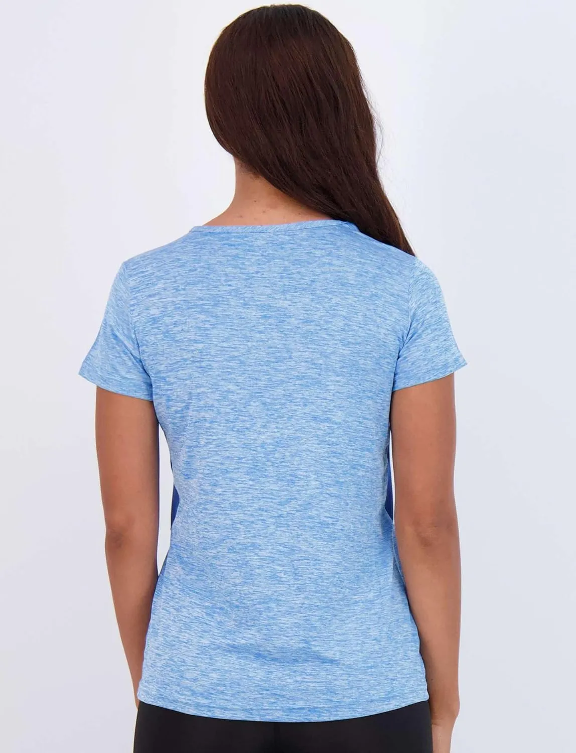 Real Essentials 5 Pack: Women's Short Sleeve V-Neck Activewear T-Shirt Dry-Fit Wicking Yoga Top (Available in Plus)